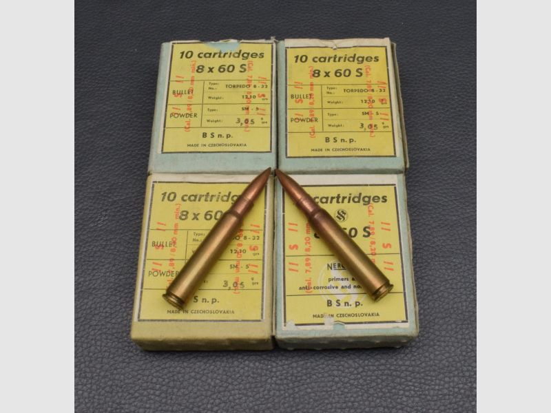 40 Patronen,Sellier&Bellot, Kal. 8x60S, Torpedo, 12,1g/186gr, zum Sonderpreis!