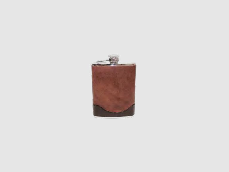 Fritzmann Cognacflasche mit brauner Lederhülle 2-farbig 180ml