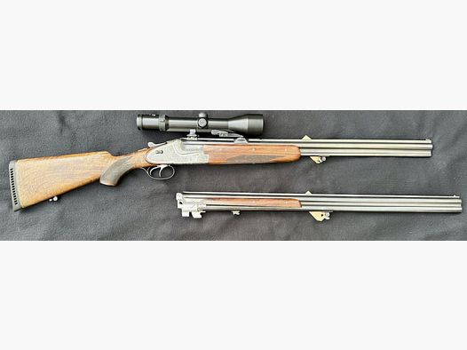 Merkel 213 203 .30R Blaser - 12/70 mit Seitenschlossen - Bockbüchsflinte - mit Austauschlauf