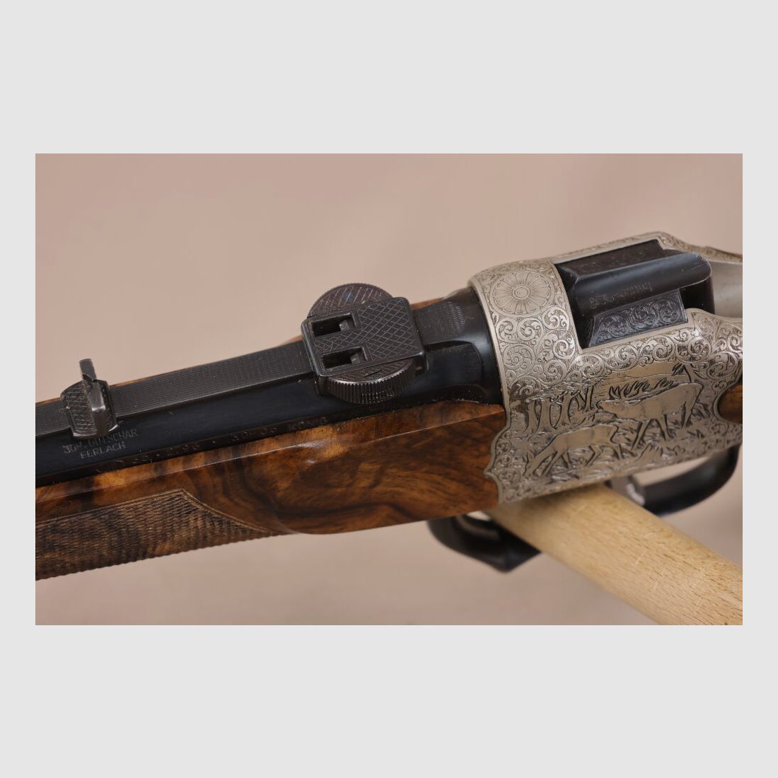 Outschar / Ferlach Blockbüchse System "Heeren" // Traumholz // Achtkantlauf // Gravur // Zeiss Varipoint !!