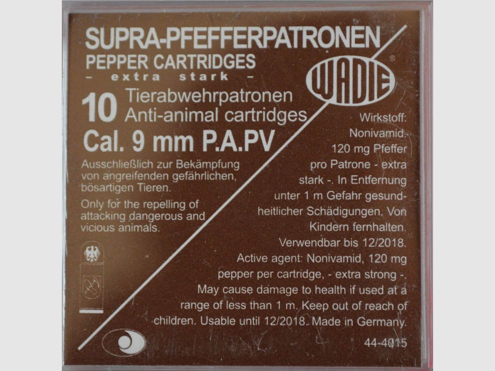 Cartouches 9 mm Pa Pv Supra Pepper A Gaz X10, image 2 sur 2