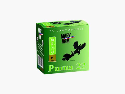 SCATOLA DI 25 PATRONE MARY ARM PUMA 22G BORRA GIRO CAL. 28/70 PIOMBO 6 NICHELATO
