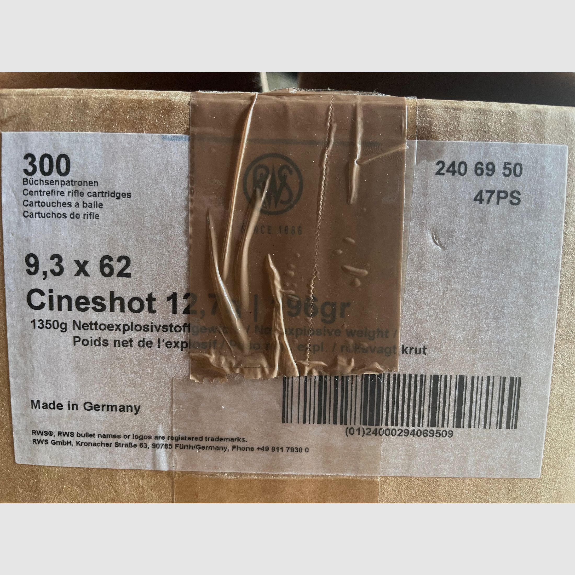 RWS Cineshot 9.3x62 12,7g/195gr Spezialpatrone fürs Schiesskino - 315 Stück