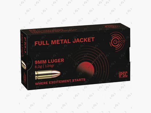 Cartouches de tir sportif pour armes de poing GECO FMJ calibre 9 mm PARA - 124GR