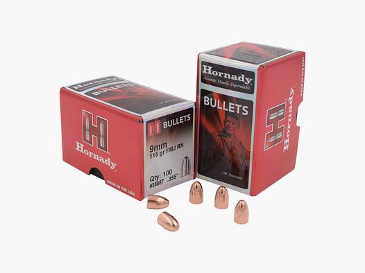 Hornady BULLETS 9MM/.355 115GR FMJ RN – 100 szt.