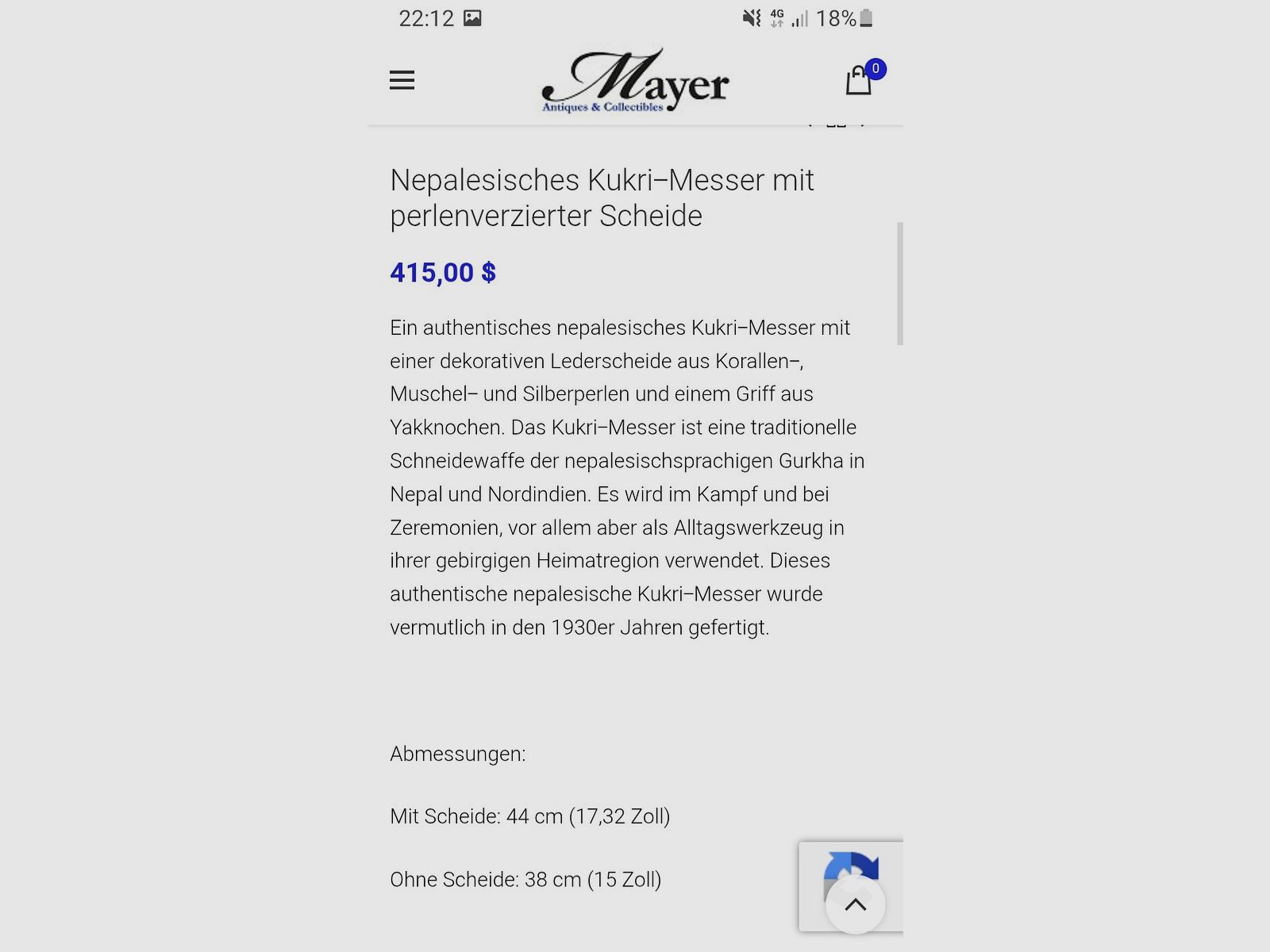 Nepalese kukri machete