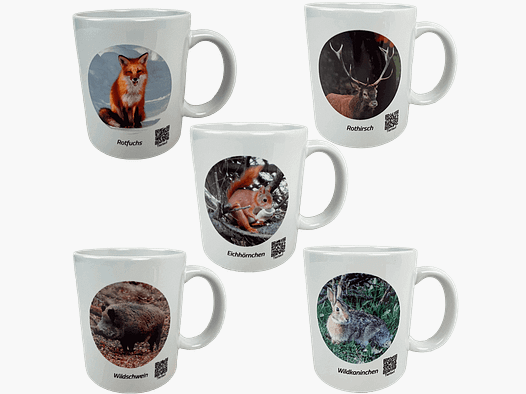 Keramik-Tasse Wildtier (verschiedene Motive)