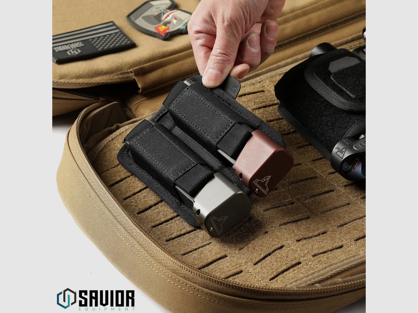 Pistol Mag Holder – 2 Slots – Hook Backing, Black, Bild 3 von 5