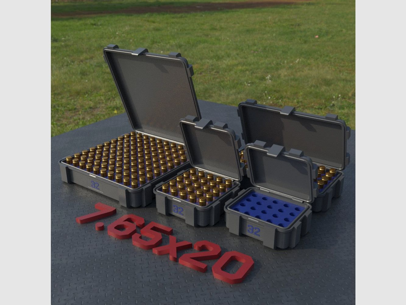 Filamelt ammunition box / .32 French Long / 'flip lid' / cartridge box, ammo box