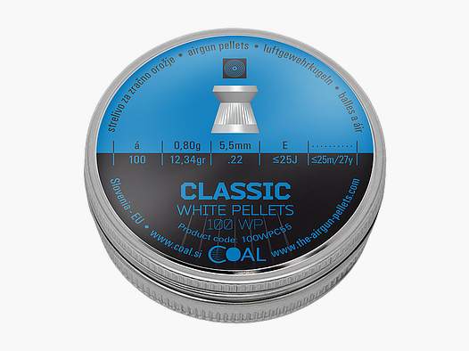 Coal Classic White Pellets Flachkopf Diabolos geriffelt Kal.5,5mm/.22 100Stk.
