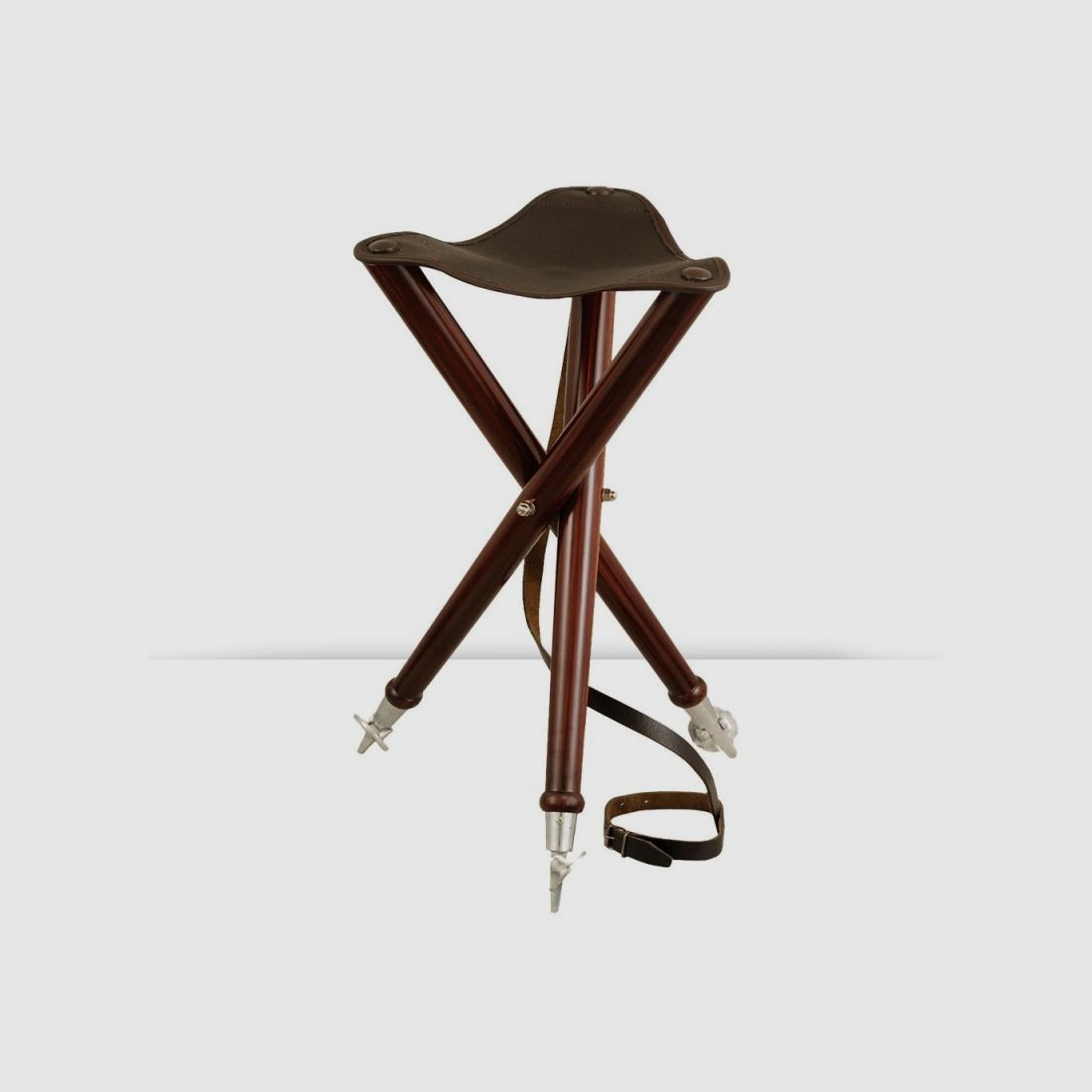 Hocker Holz und Leder - 3 Beine - Stahl, Bild 3 von 9