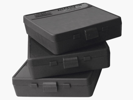 MTM Patronenbox P-100-3-40 schwarz mit Klappdeckel f. 100 Patronen .38/.357 u.w.