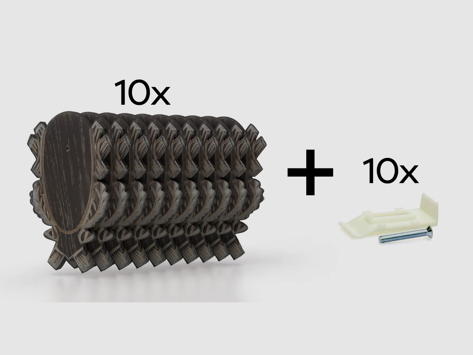 10x escudo de trofeo para corzo tallado oscuro (roble 4)