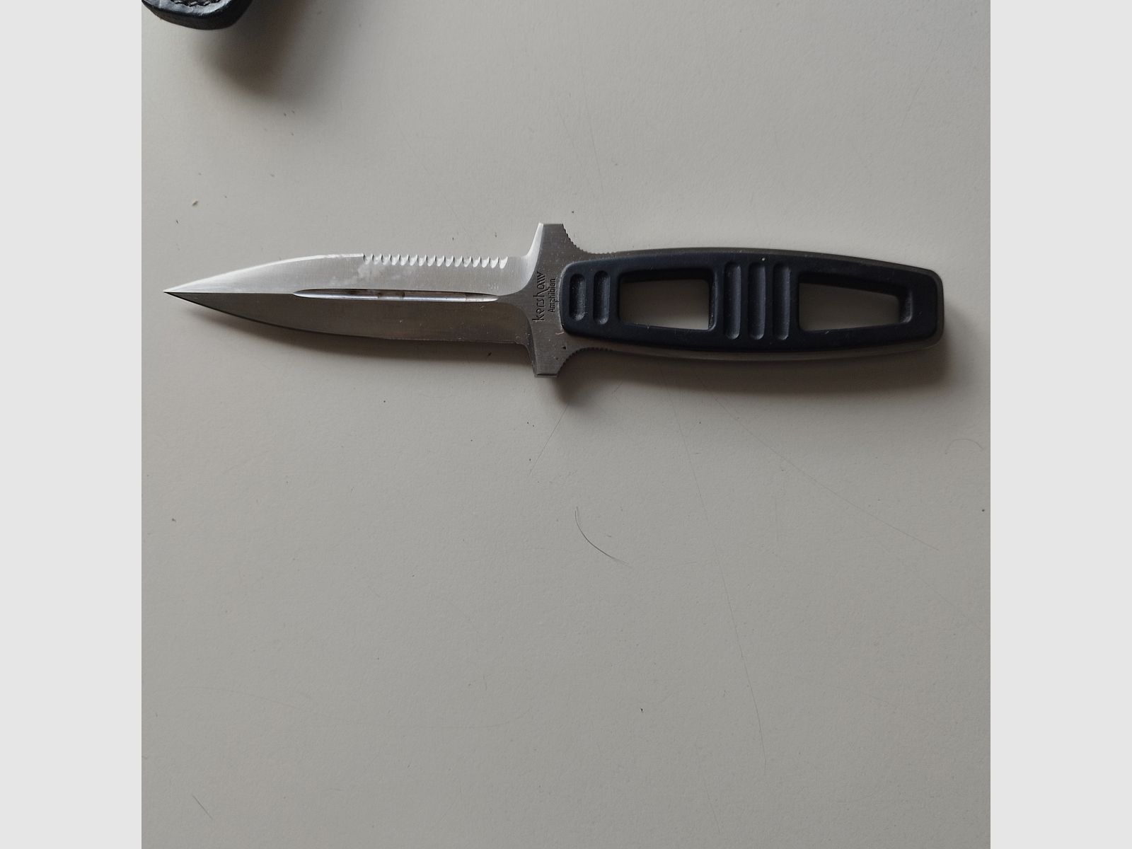 Hochwertiges Taucher-Messer Kershaw 1006 Japan mit Leder-Clip Scheide, Bild 2 von 7