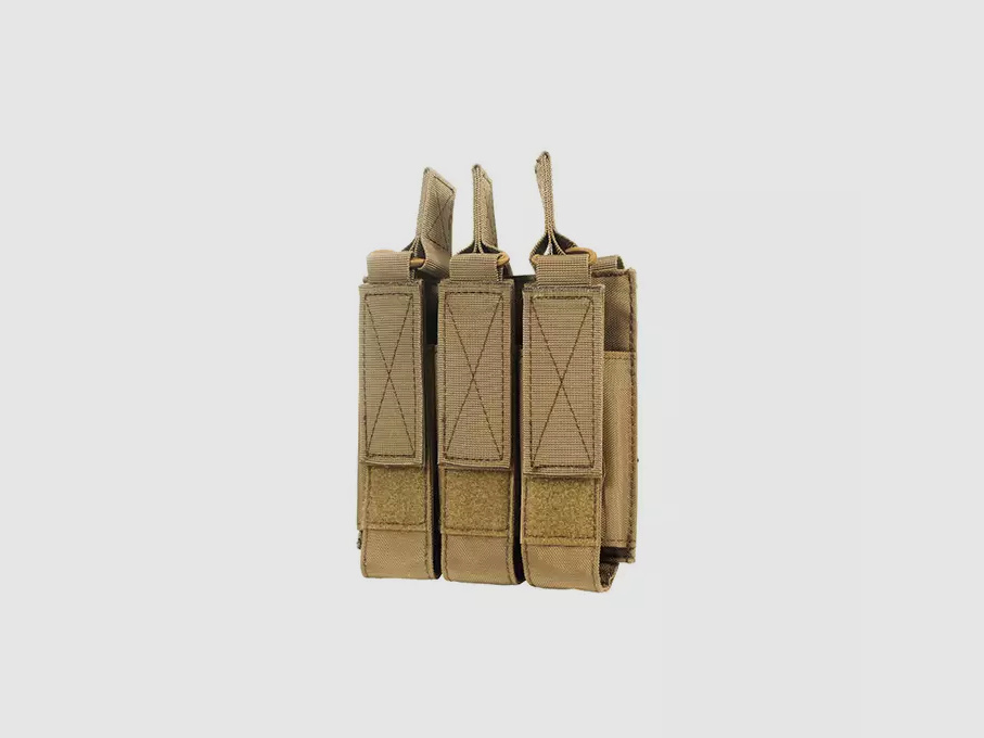 3er "offen mit Strapse" Magazinpouch "M5/M7/M9", für Molle&Gürtel (Tan/Coyote)