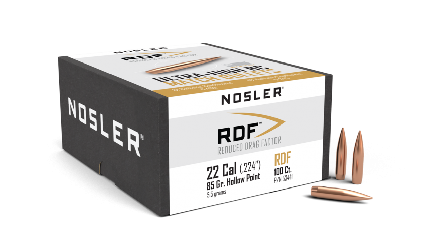 Proiettile NOSLER HPBT RDF (Reduced Drag Factor) 22 Cal (.224) 85gr 100 pezzi 53441