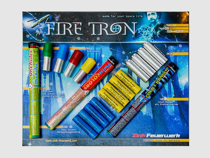 Pyro Zink Fire Tron Feuerwerkssortiment Leuchtsterne Pfeifer Sternbukett 46er Blister (P18)