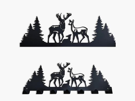 Lovergreen Dekoration Motiv schwarze Garderobe Hirschfamilie