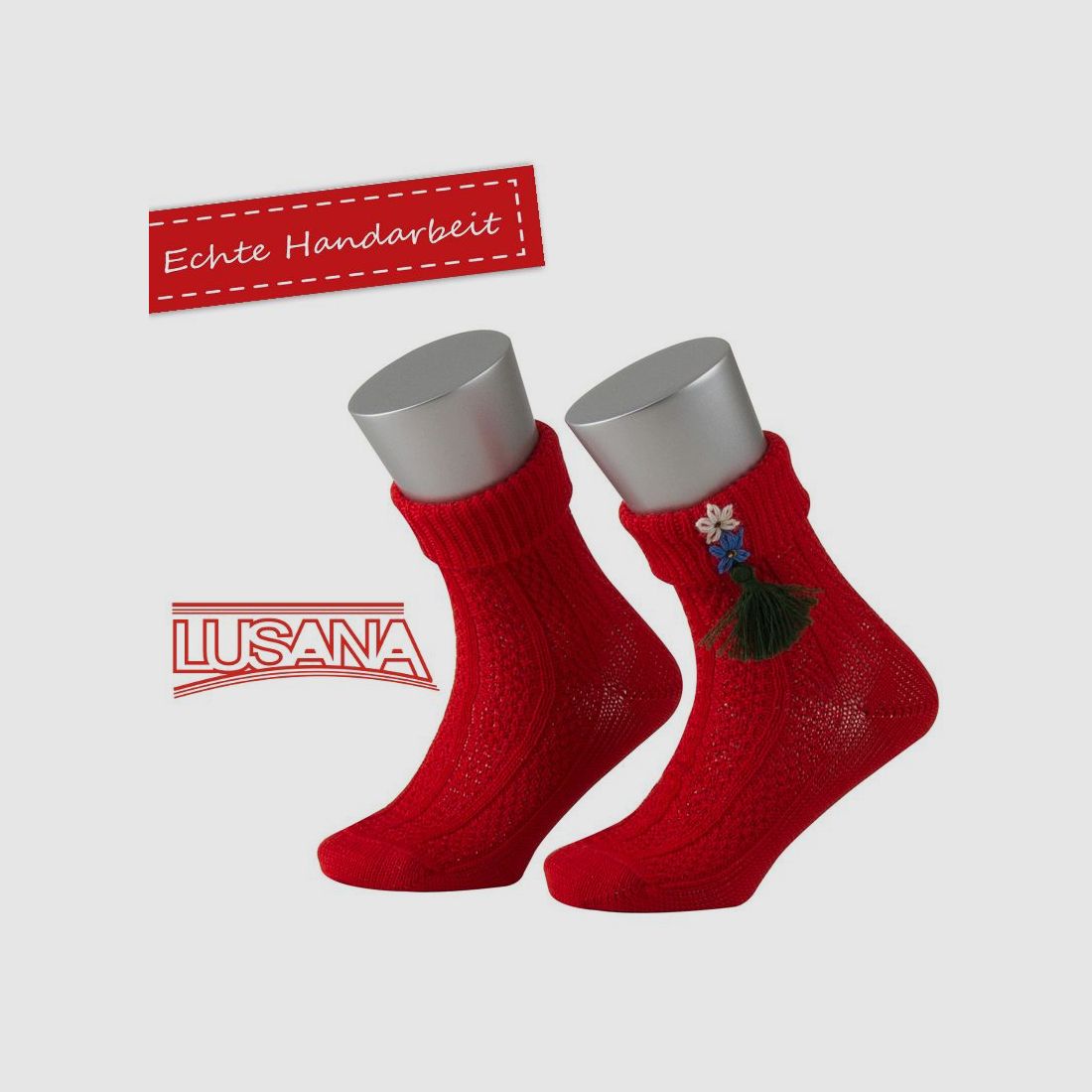 Lusana Kinder Sommersocke in Rot mit Quaste L1412-21264319