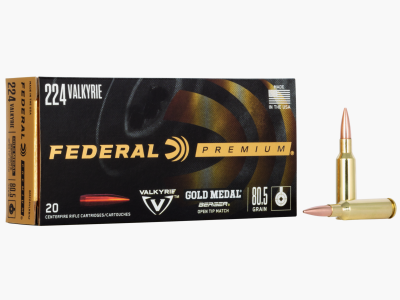 Federal Büchsenmunition Gold Medal .224 Valkyrie 5,2 g / 80 gr Berger BT Target