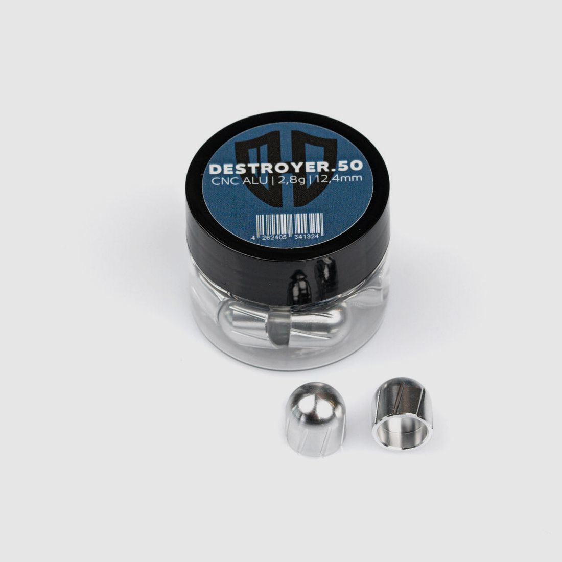 12x DESTROYER.50 | CNC ALU | 2,8g | 12,4mm | drie kleuren | voor HDR50