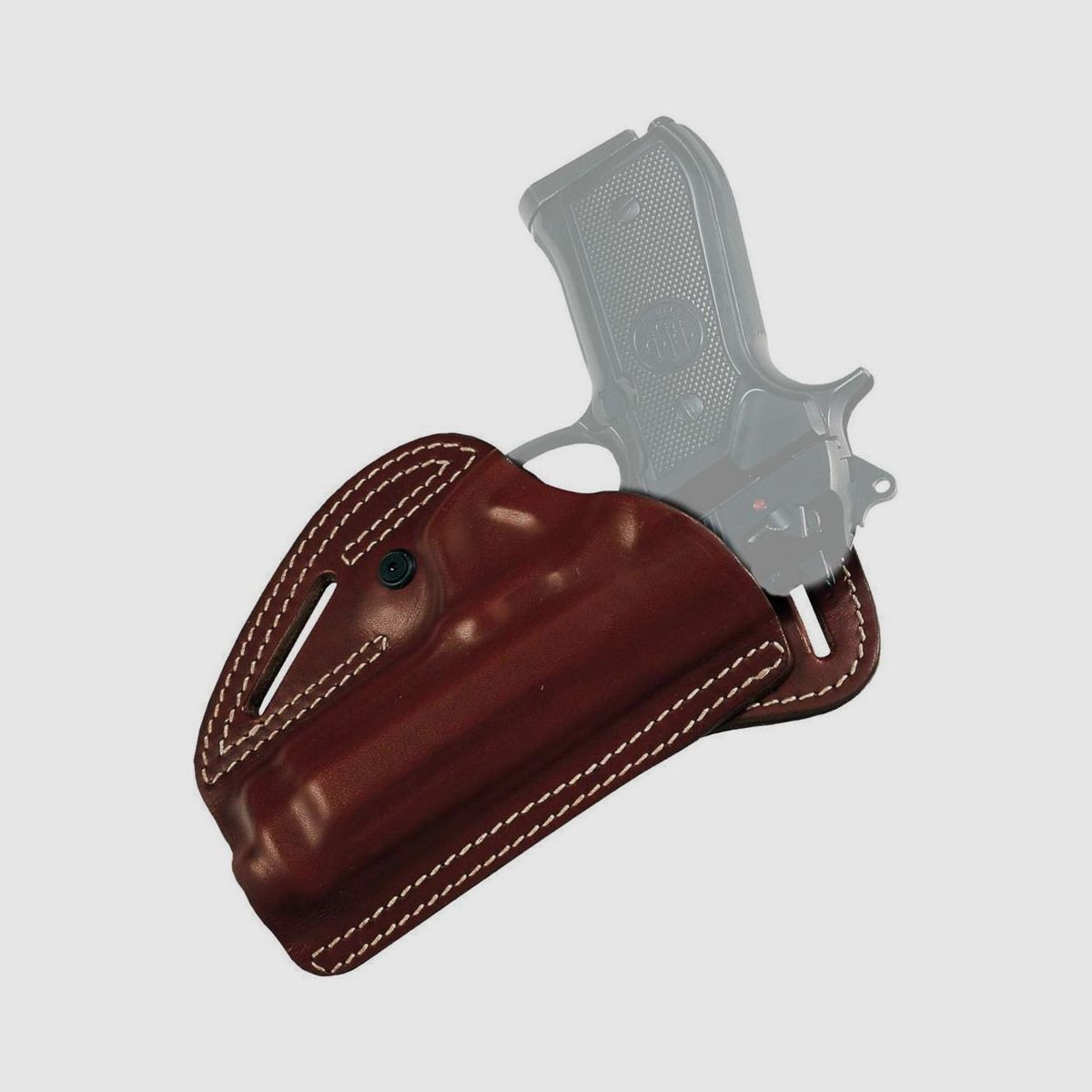 Offenes Rückenholster aus Leder Glock 19/19x/23/25/32/38/45 Braun Rechtshänder