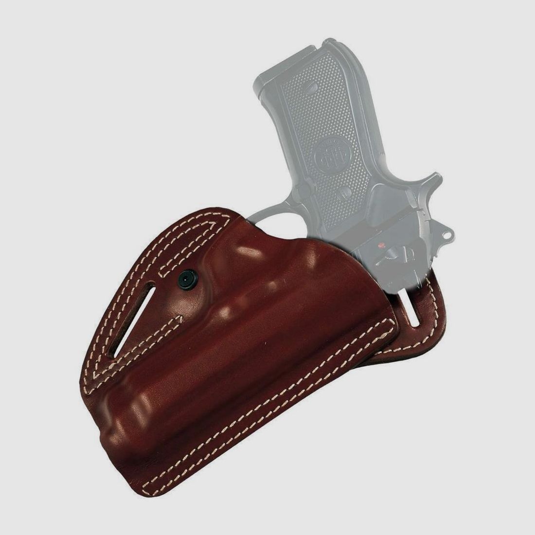Offenes Rückenholster aus Leder Glock 19/19x/23/25/32/38/45 Braun Rechtshänder