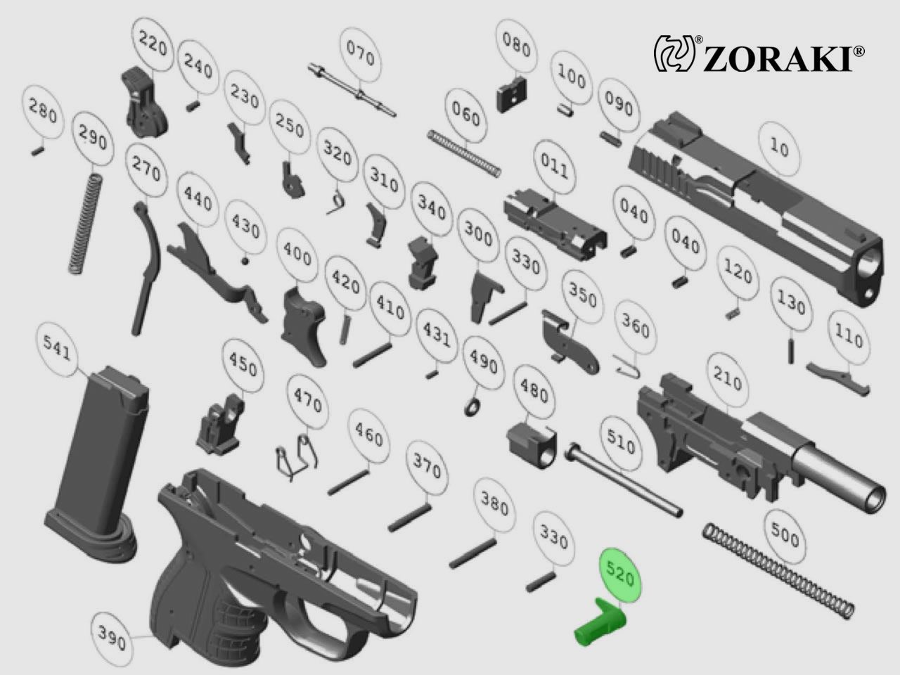 Sicherung fĂĽr Schreckschuss Pistole Zoraki 906, Ersatzteil
