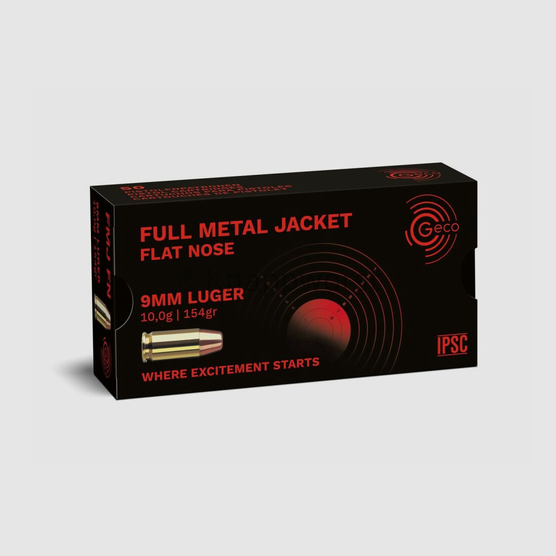 Geco GECO 9mm Para Full Metal Jacket Tête Plate 10g.