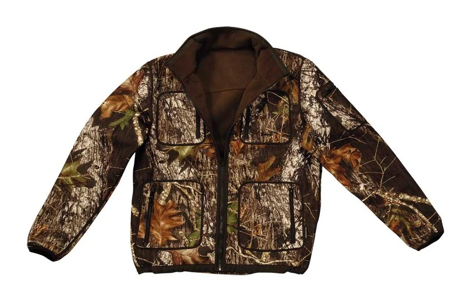 Wendbare Fleecejacke mit Membran Univers 96007 braun oder Blättermuster, Ausverkauf