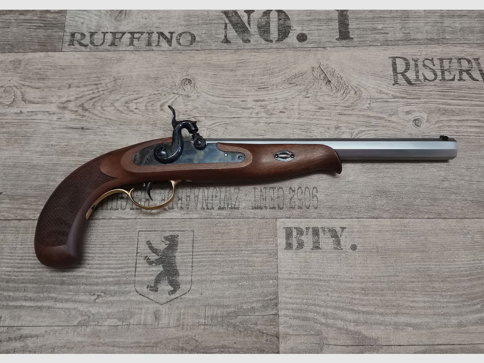 Set completo Davide Pedersoli pistola a retrocarica Continental Target calibro .45, immagine 2 di 6