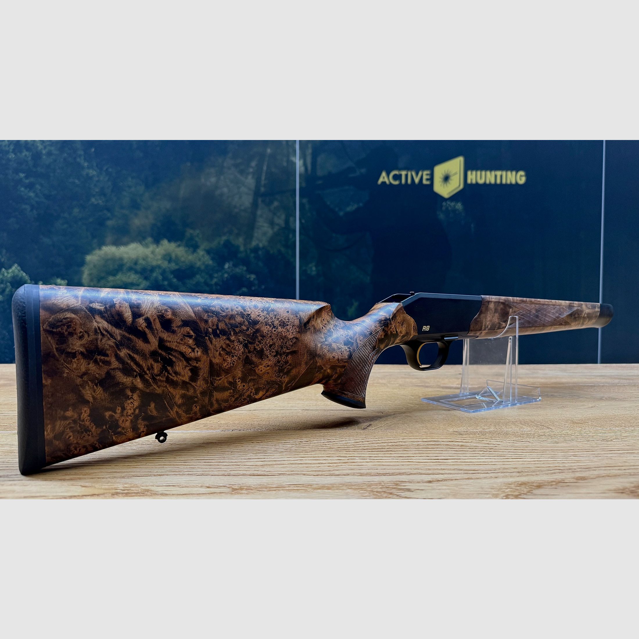 Blaser R8 Custom Schaft mit Gehäuse/System // HK 9-10 // R8 Logo und Abzug in gold // TRAUMSCHAFT