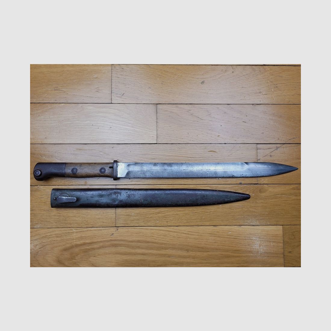 Baïonnette allemande S14 – fourreau Ersatz – Fabricant Samsonwerk – beaux poinçons – vers 1915 – TBE, image 2 sur 14