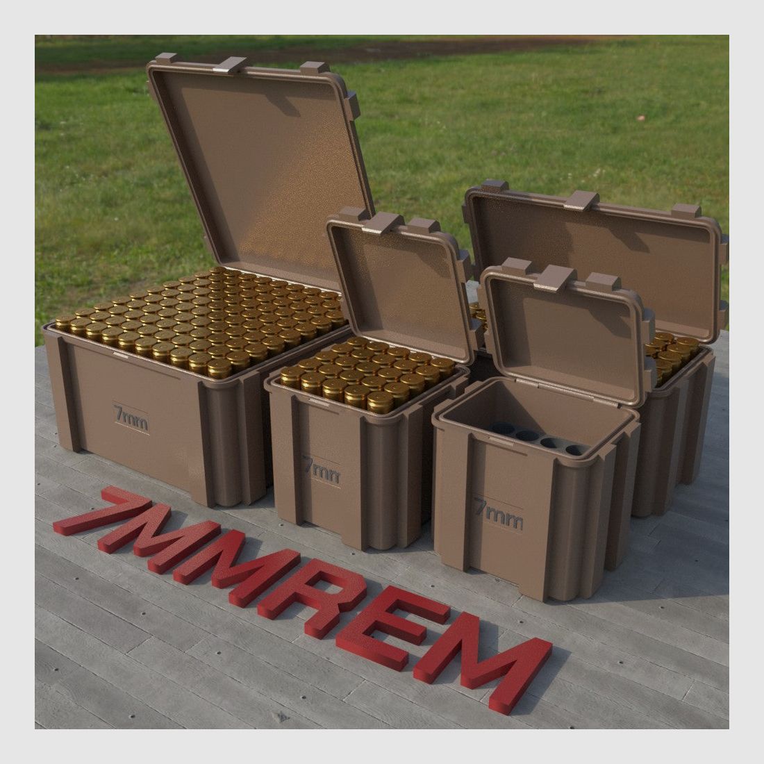 Filamelt Munitionsbox / Ammo Box 7mm Rem Mag – Patronenbox ‘Klappdeckel’ – 20 / 25 / 50 / 100 Runden