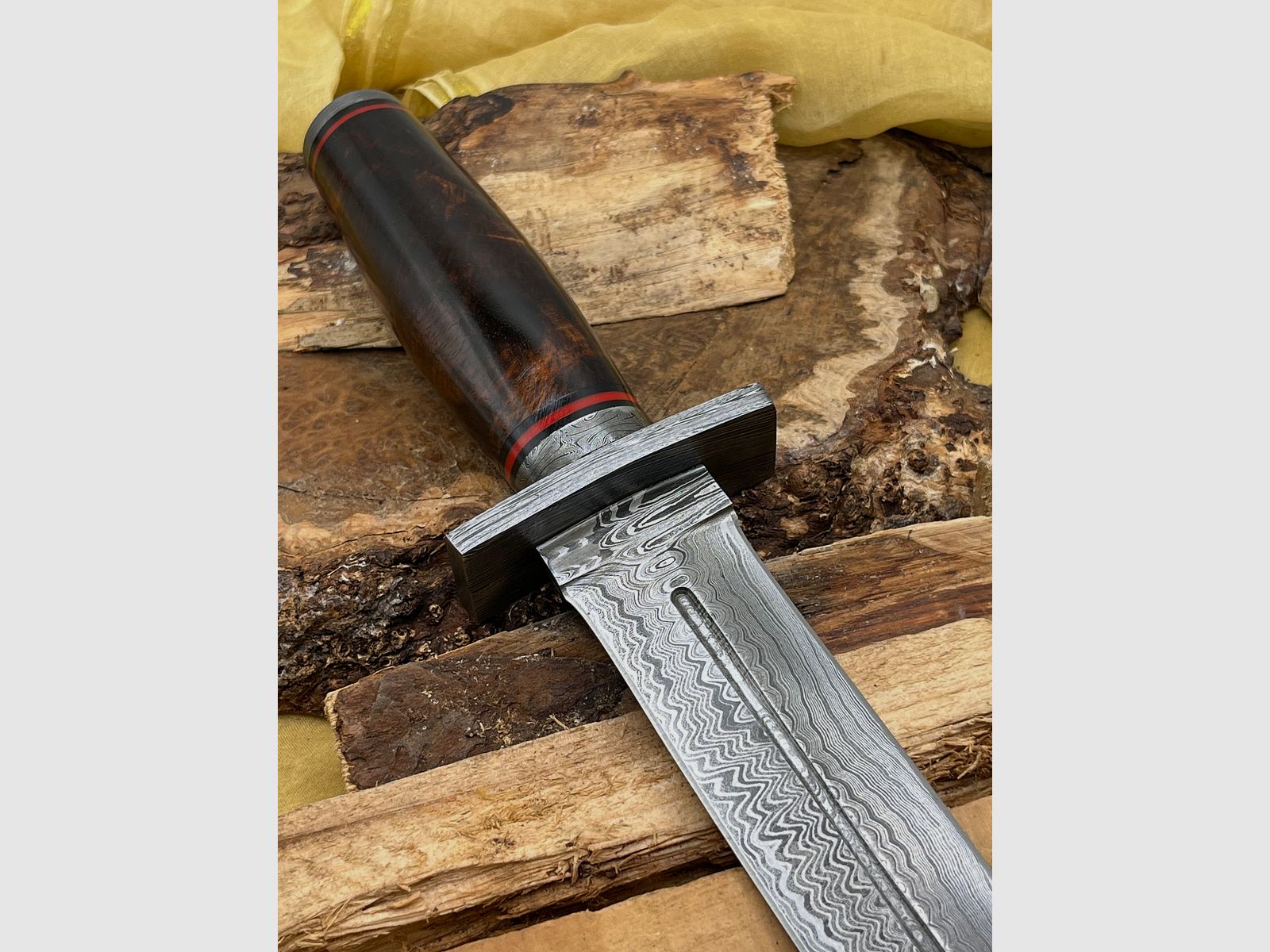 Jagdmesser Damaststahl Handgeschmiedet 