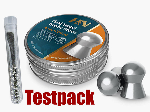 Testpack Rundkopf Diabolos H&N Field Target Trophy Green Kaliber 4,5 mm 0,37 g glatt 40 StĂĽck