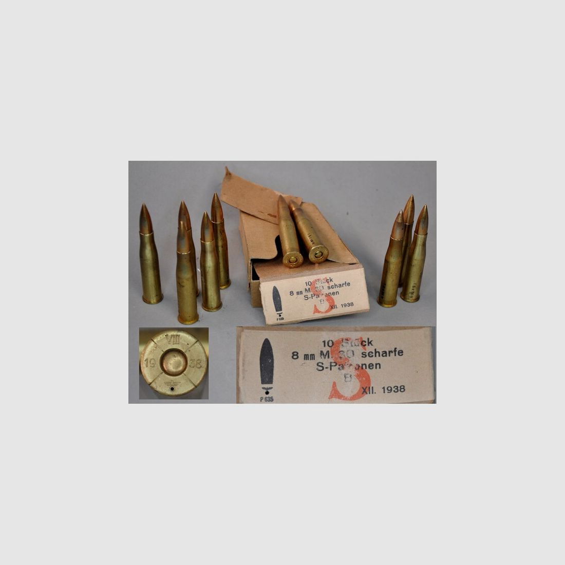 10 Deko-Patronen 8 x 56 R für Steyr M95 von 1938 mit Schachtel