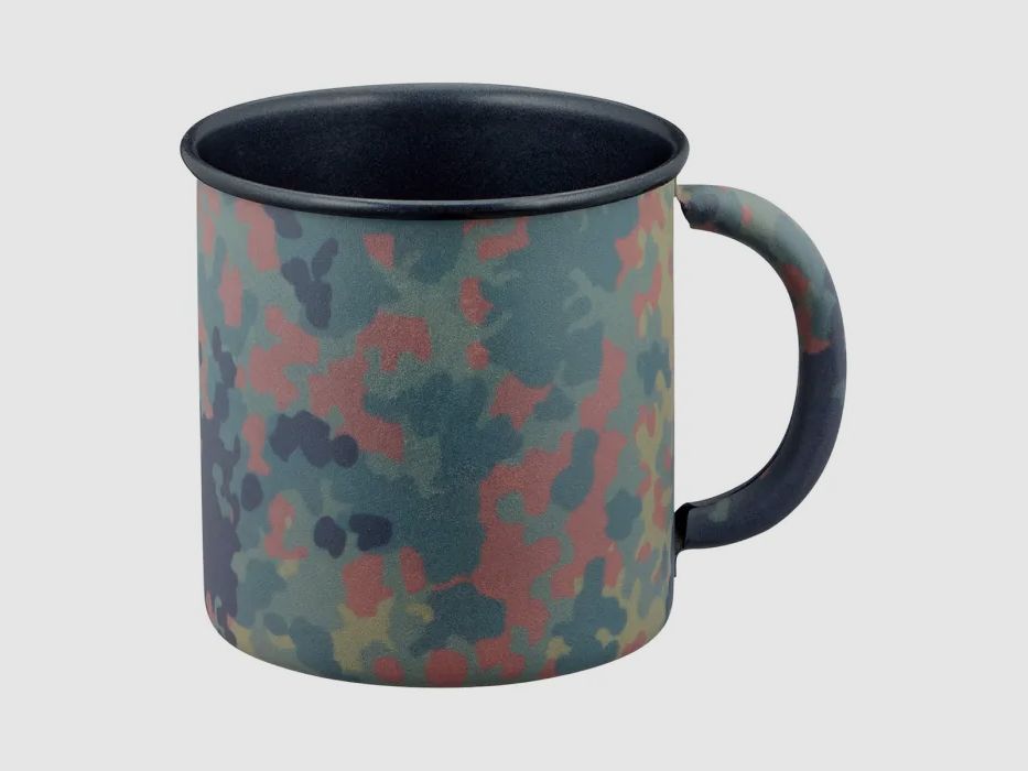 Feldbecher / Feldtasse 300 ml aus Metall mit Teflonbeschichtung - Flecktarn matt -