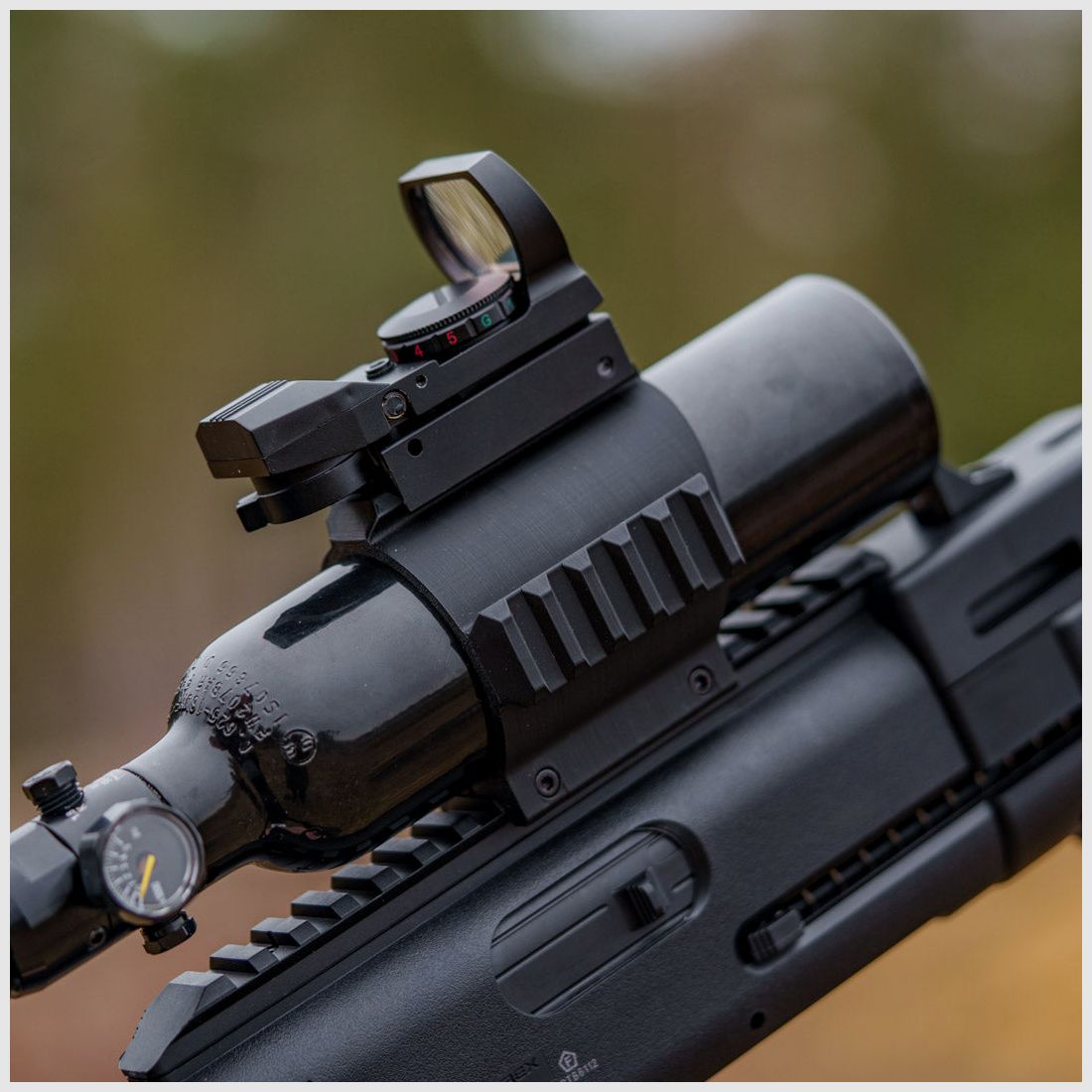 BOTTLE CLAMP | 3x Picatinny rail | HDR50 | HDR68 | HDB68 | 50mm | 0.2 HPA bottle