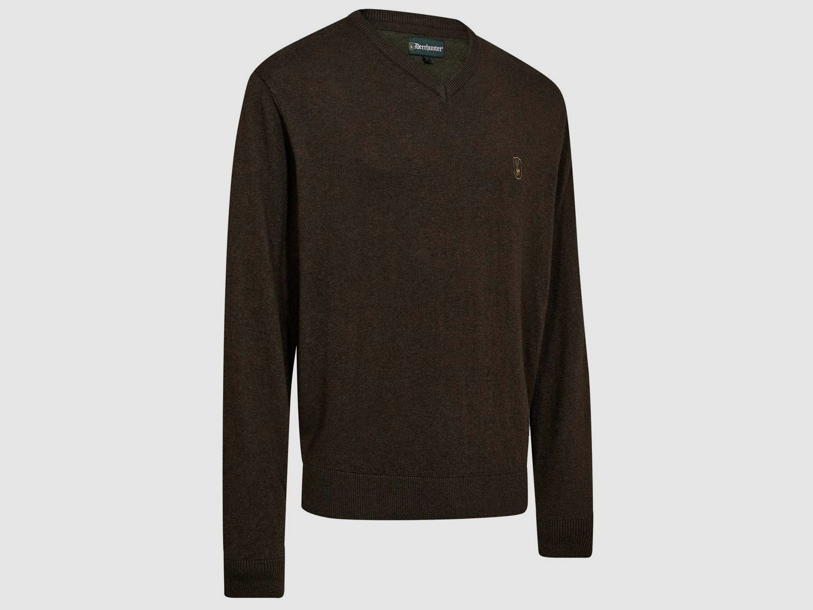 Deerhunter Pullover Harrington V-Hals Brown Melange