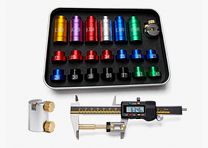 Kogelvergelijkingsleer met 20 inzetstukken Kaliber .17 - .45 voor schuifmaat Bullet Headspace Comparator Set Body Zetdiepte voor herladers CBTO
