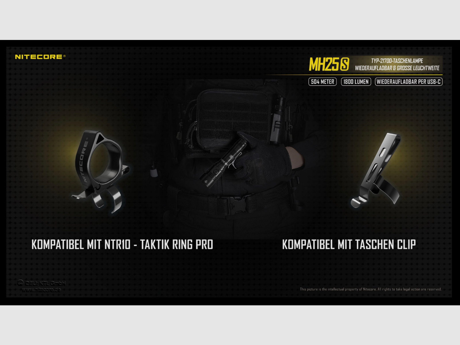 Nitecore MH25S LED Taschenlampe 1800 Lumen