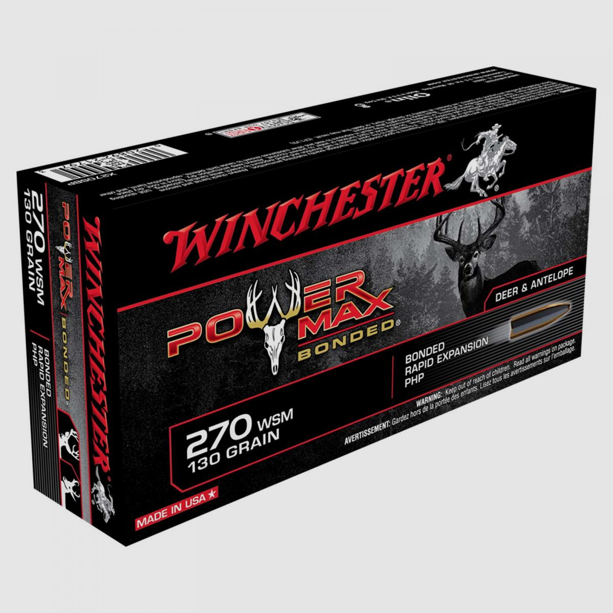 Winchester Power Max Bonded .270 WSM 130GR Bonded Rapid Expansion PHP 20 cartuchos