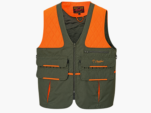 Benisport Iron Jagdweste khaki und orange mit doppeltem Rucksack