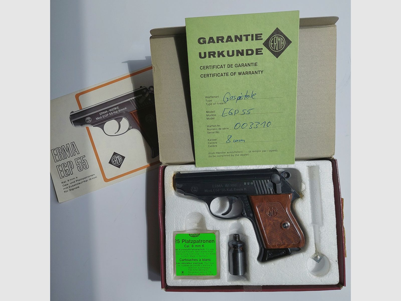 ERMA EGP 55 gas and blank cartridges with additional barrel for signals
