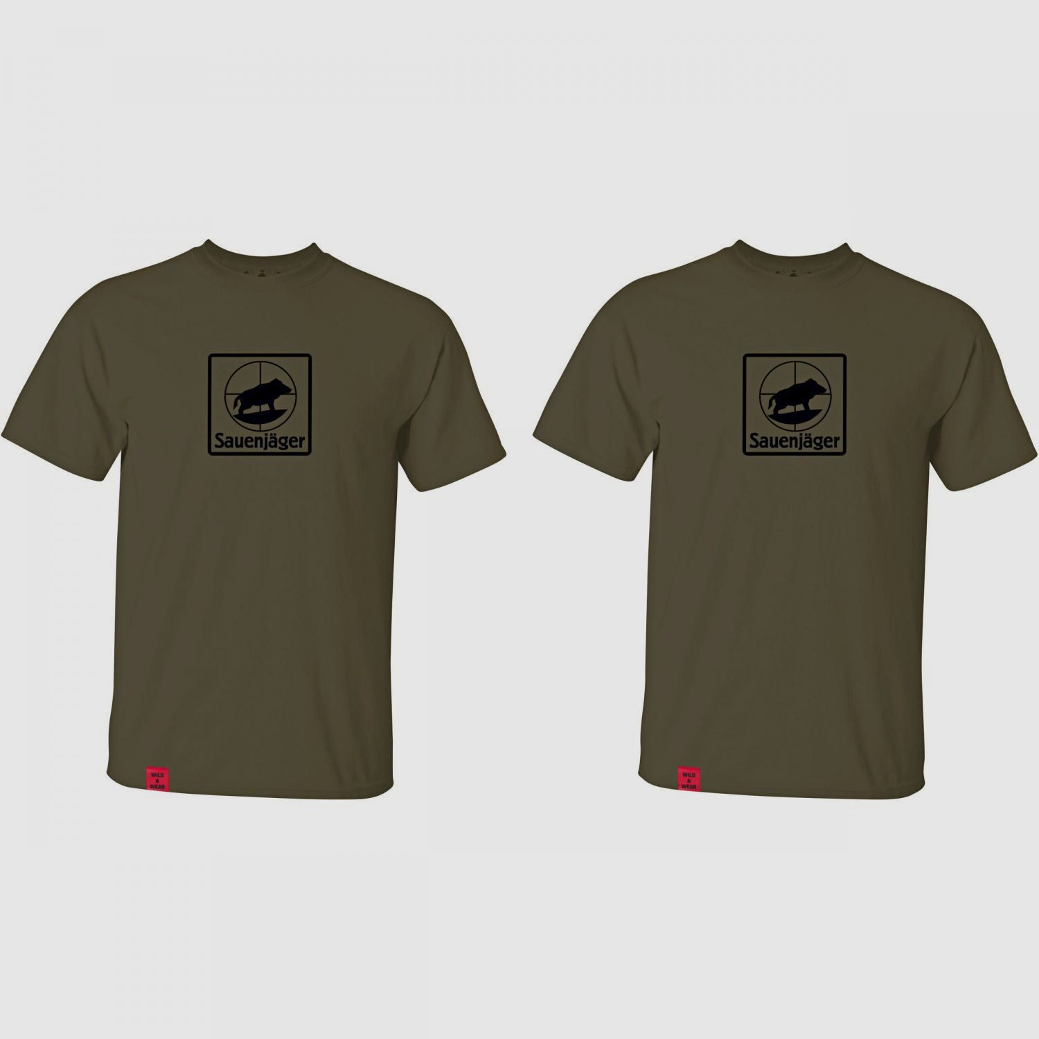 2er-Set: Wild & Wear T-Shirt "Sauenjäger" Herren (Oliv)
