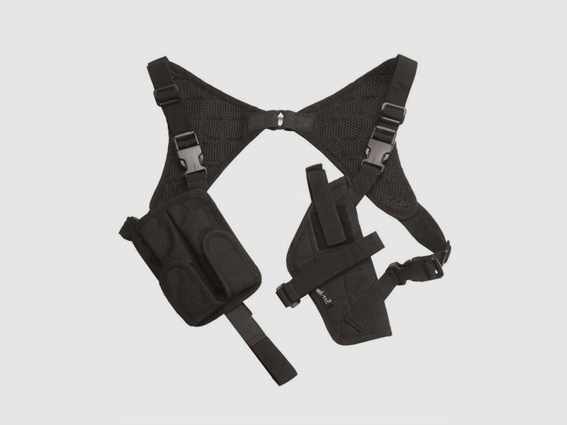 Pistolen Schulterholster RECHTS / LINKS Schwarz - Pistolentasche + Magazintasche