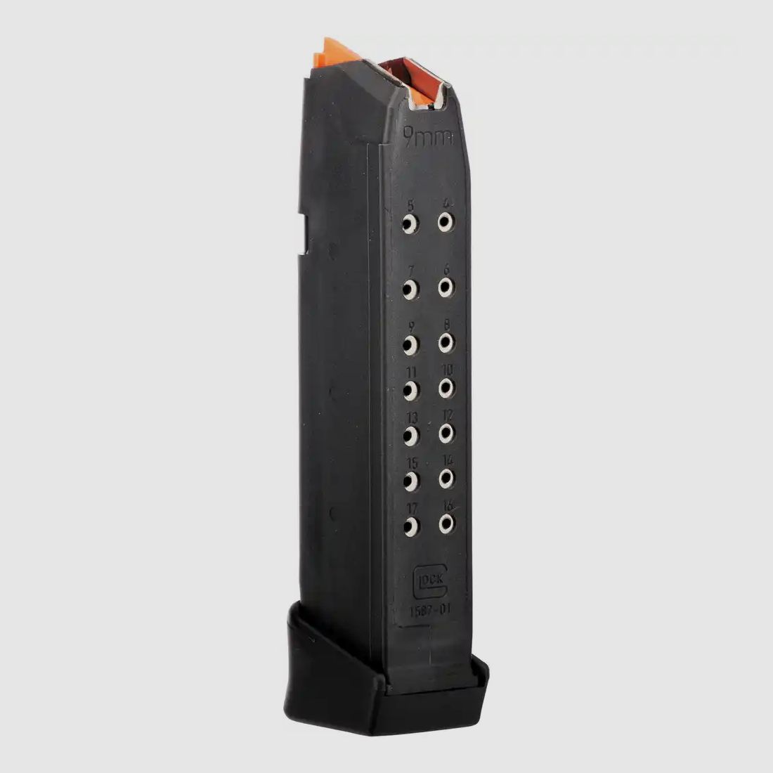 Glock Magazin G17, G17L und G34 17+2 Patronen, Zubringer Orange