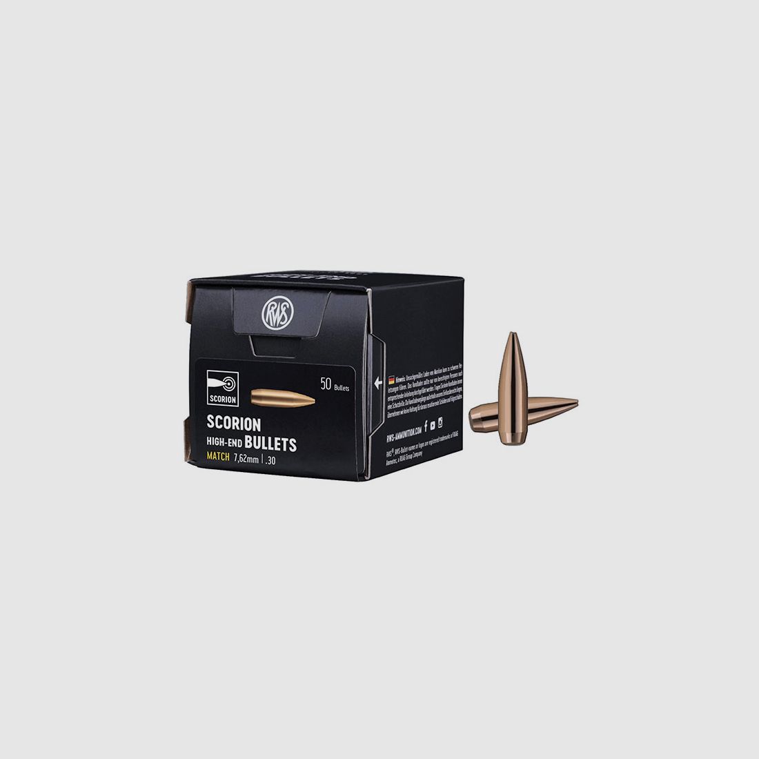 WIEDERAUFLADUNGSGESCHOSSE – RWS – SCORION 7,62mm | .30 • 11,3g | 175gr MATCH (50 STK)