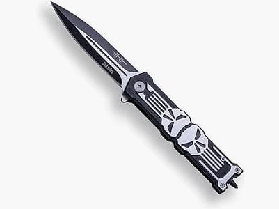 JKR Navaja Castigador Punisher pavonada Hoja de Acero INOX de 9,5 cm.